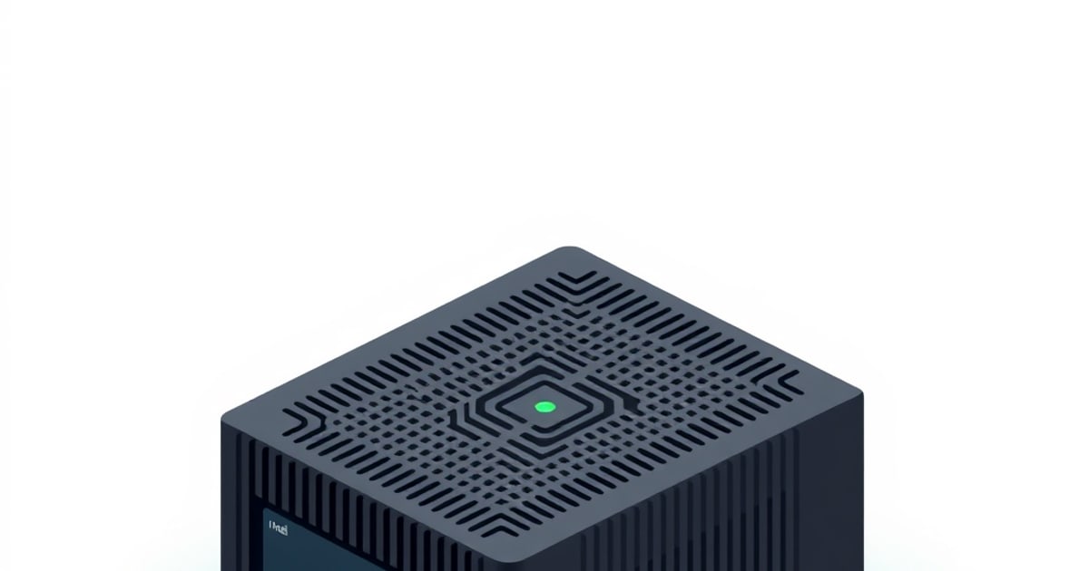 Isometric scene of key mini PC components: N100 processor, RAM modules, NVMe drive, and Ethernet port
